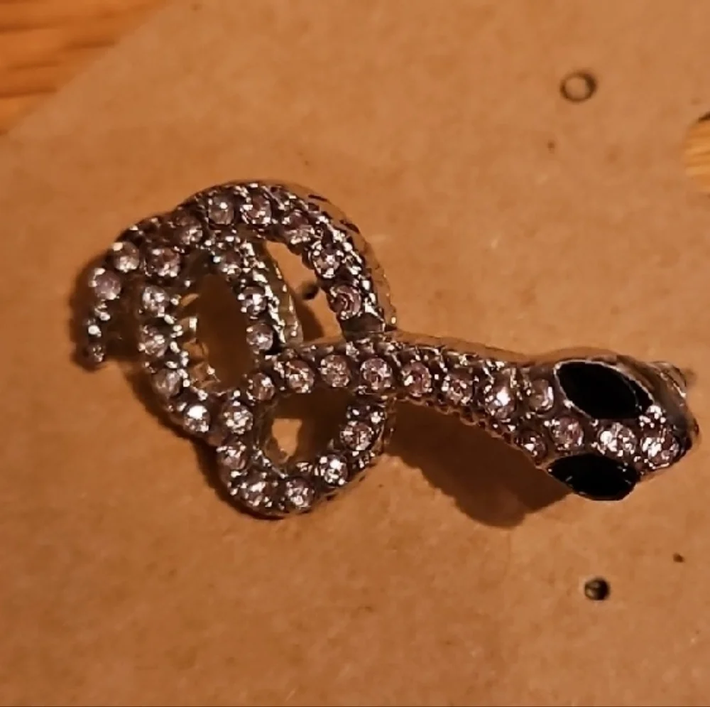 Silver and Rhinestone Snake Earrings, NWT